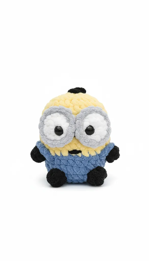 Minion Amigurumi Oyuncak - El Örgüsü, Yumuşak Kadife İp ile Örülmüş