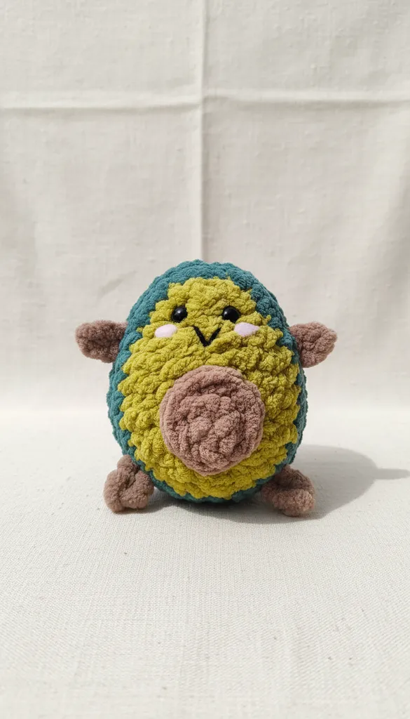 Yeşil ve Sarı Tonlarında Avokado Amigurumi Oyuncak - El Örmesi