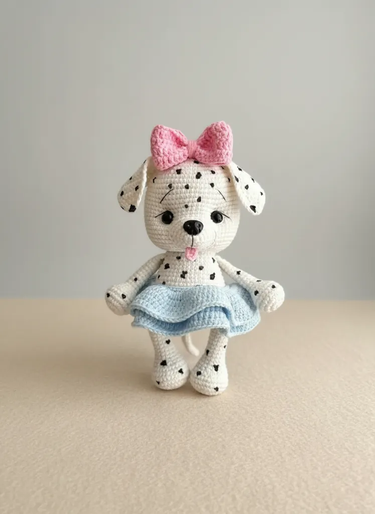 Mavi Etekli Benekli Köpüş Amigurumi Oyuncak - El Yapımı Bebek Hediyesi