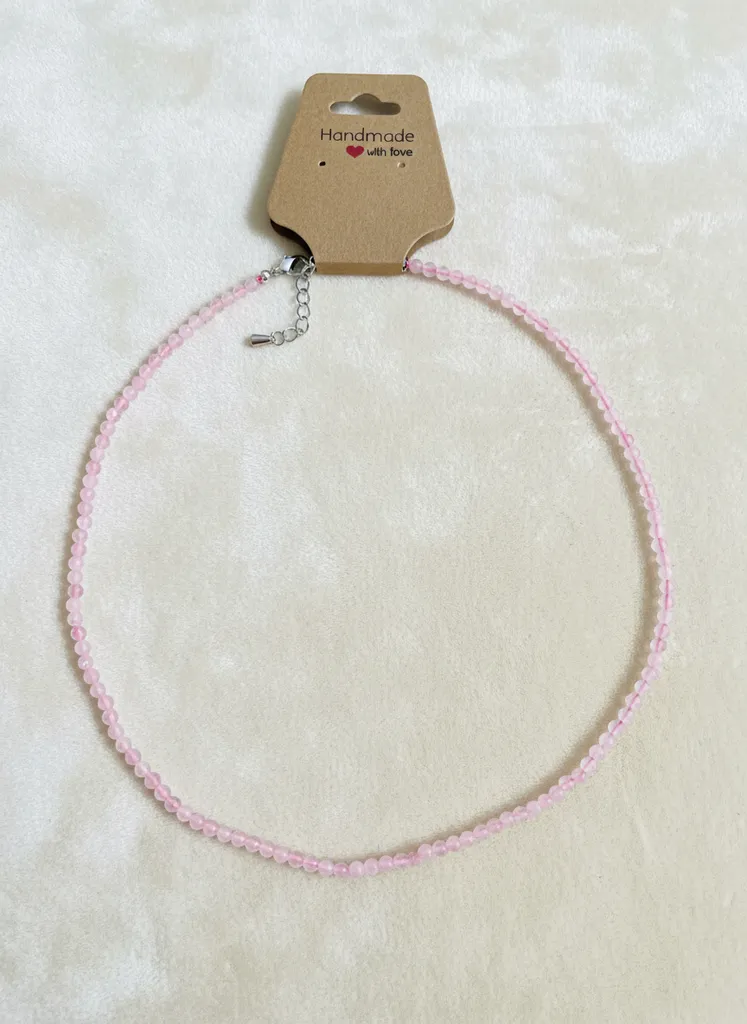 Pink Opal Natural Stone Bead Necklace - Handmade Designer Jewelry