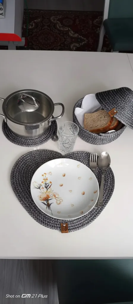 Gri Renkli Tek Kişilik Servis Supla Seti (Sepet ve Nihale Dahil)