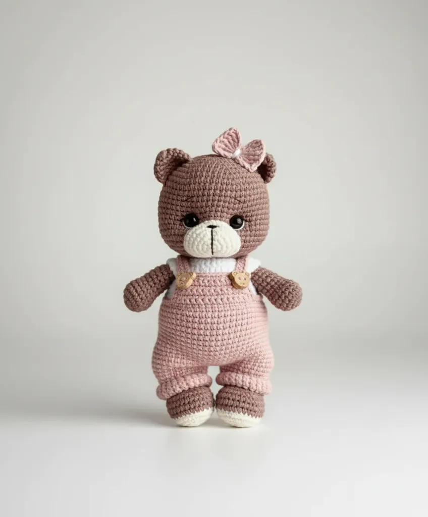 Tulumlu Amigurumi Ayıcık Bebek Oyuncak - El Emeği Örgü Hediye