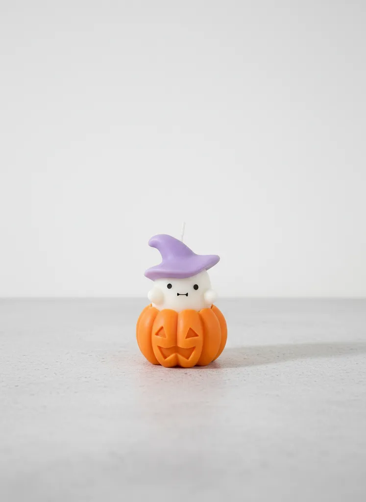 Pumpkin Inside Ghost Themed Decorative Candle - Halloween Gift