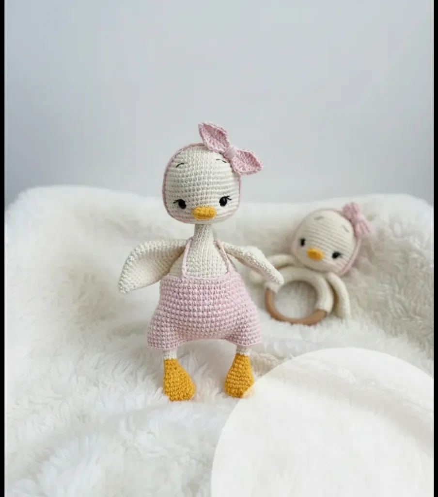 Örgü Oyuncak Amigurumi Ördek Bebek Seti - El Yapımı İkili Set