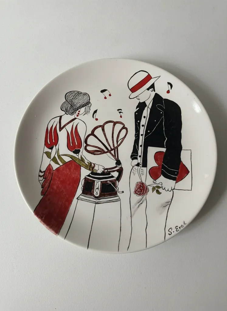 Seramik Dekoratif Tabak - Özel Tasarım Desenli Duvar Tabağı - El Yapımı