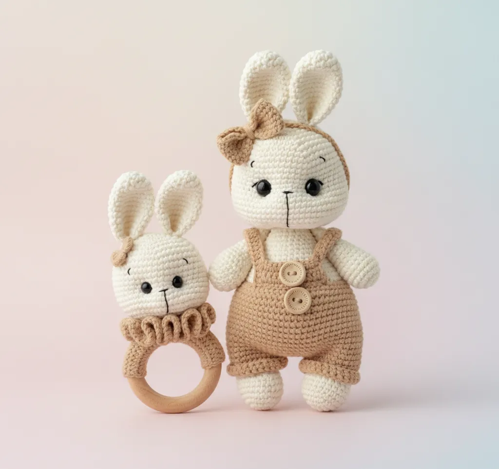 Amigurumi Örgü Tavşan Oyuncak Seti - İkili Bebek Hediyesi