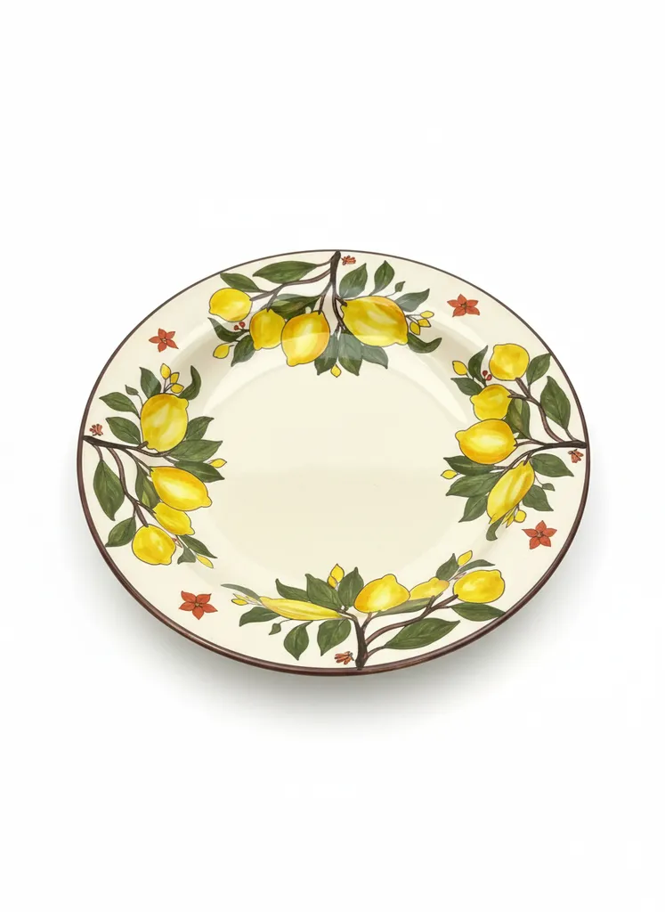 Limon Desenli Seramik Çini Tabak - Dekoratif Duvar Tabağı (25 cm)