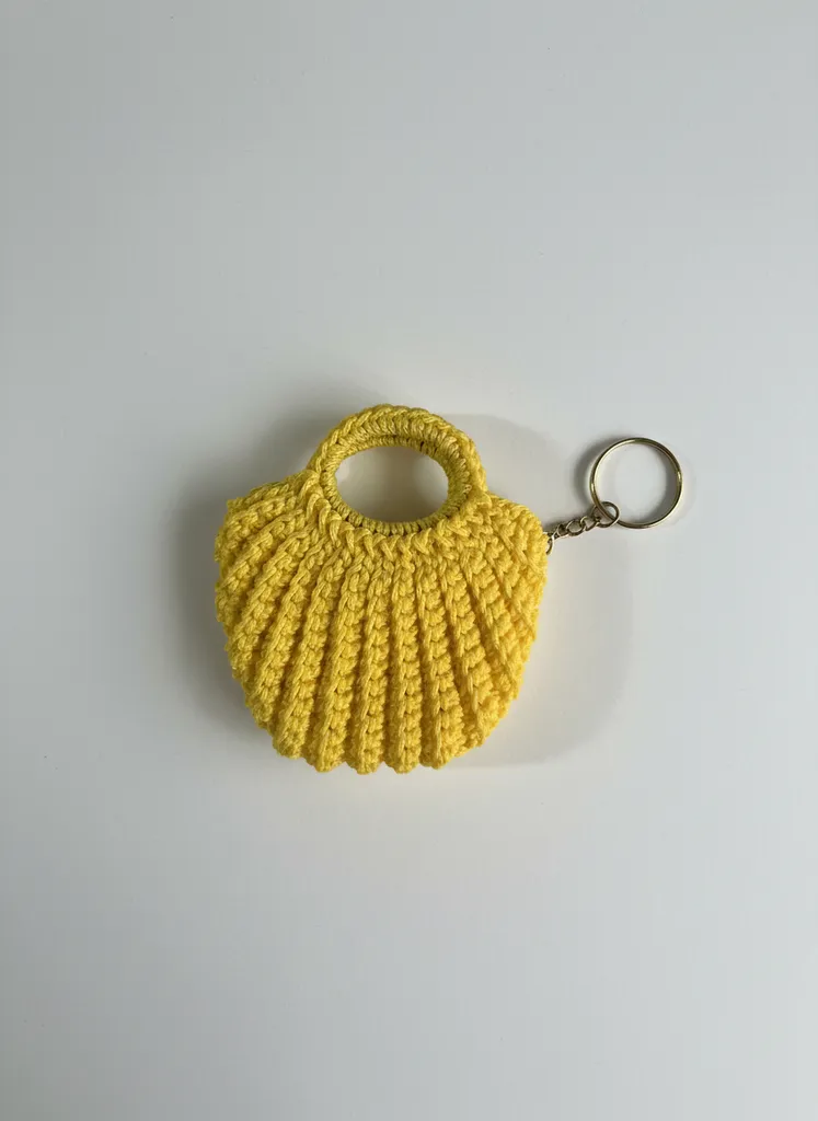 Yellow Knitted Mini Bag Keychain - Bag Charm and Headphone Case