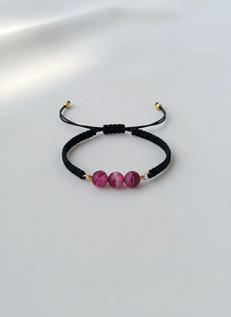 Akik Doğal Taşlı Makrome Örgülü Boğa Burcu Bilekliği (Ayarlanabilir)