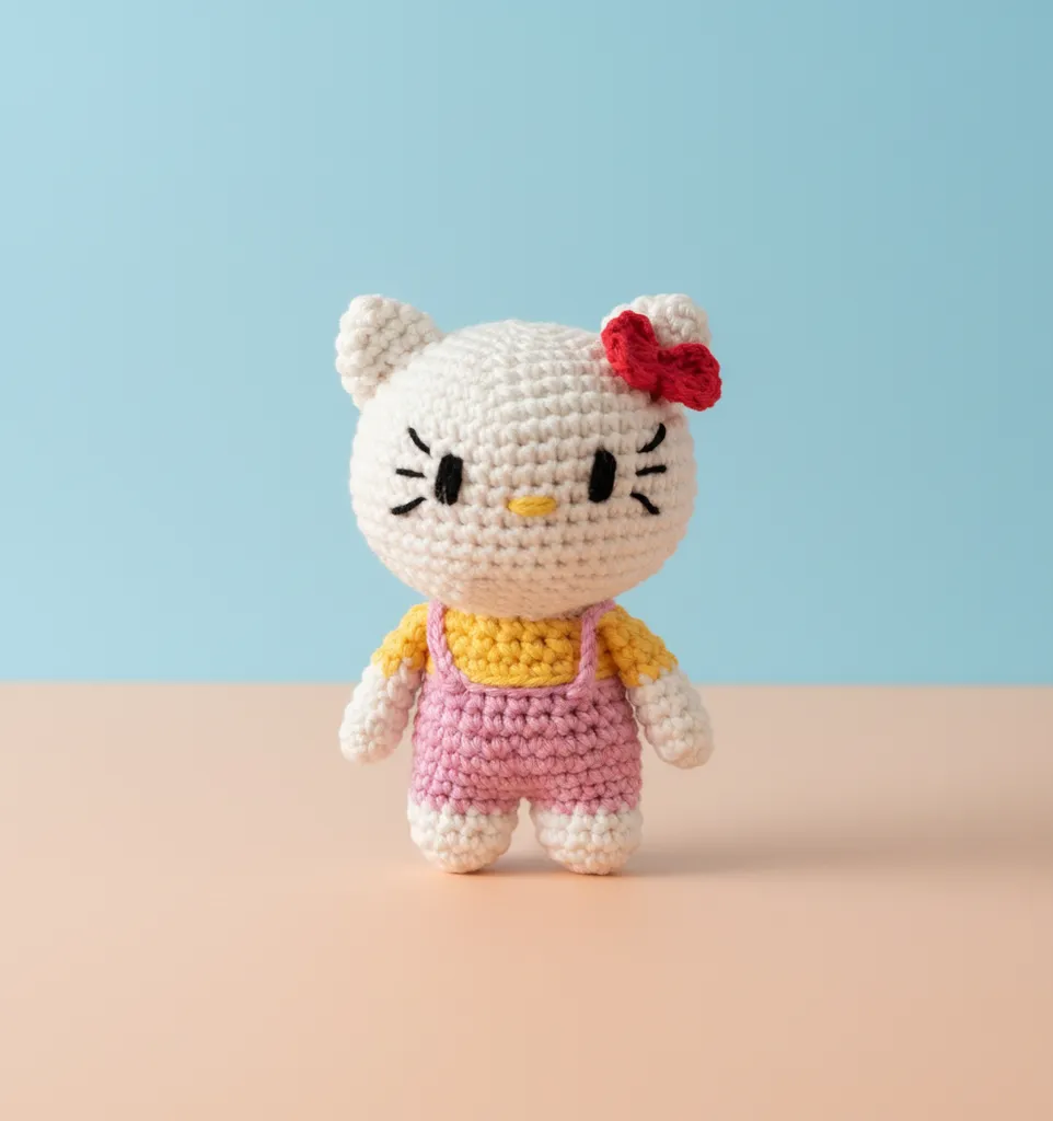 Amigurumi Mini Hello Kitty Oyuncak Bebek - 10 cm - El Emeği