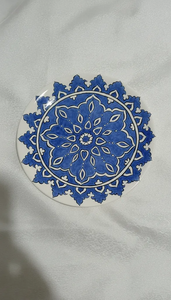 Mavi Desenli Seramik Çini Süs Tabak - Dekoratif El İşlemesi