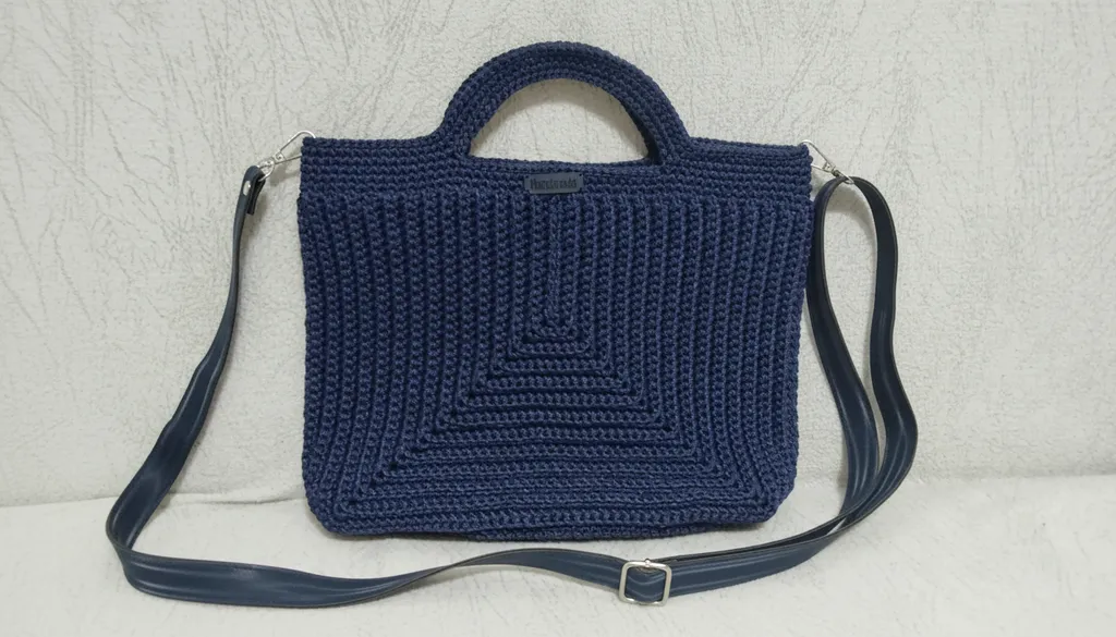 Lacivert Makrome Örgü Omuz Çantası - El Yapımı Çanta ve Heybe