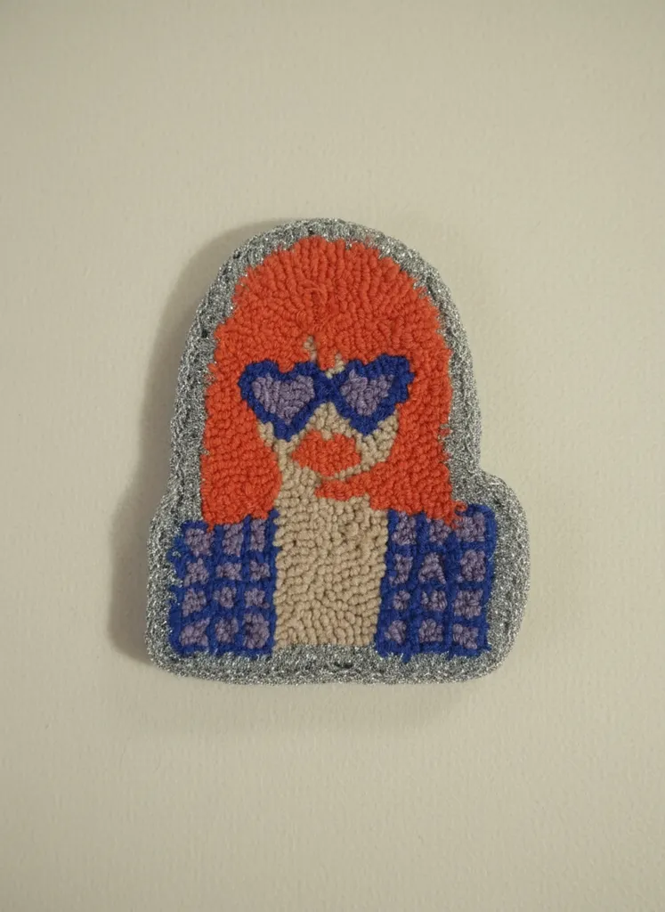 Kadın Figürlü Punch Nakışı Bardak Altlığı - El Yapımı Dekoratif