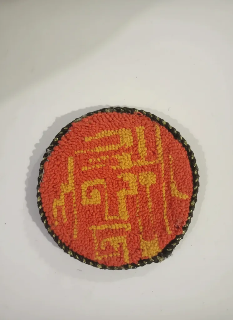 Turuncu ve Sarı Desenli Yuvarlak Bardak Altlığı - El Yapımı