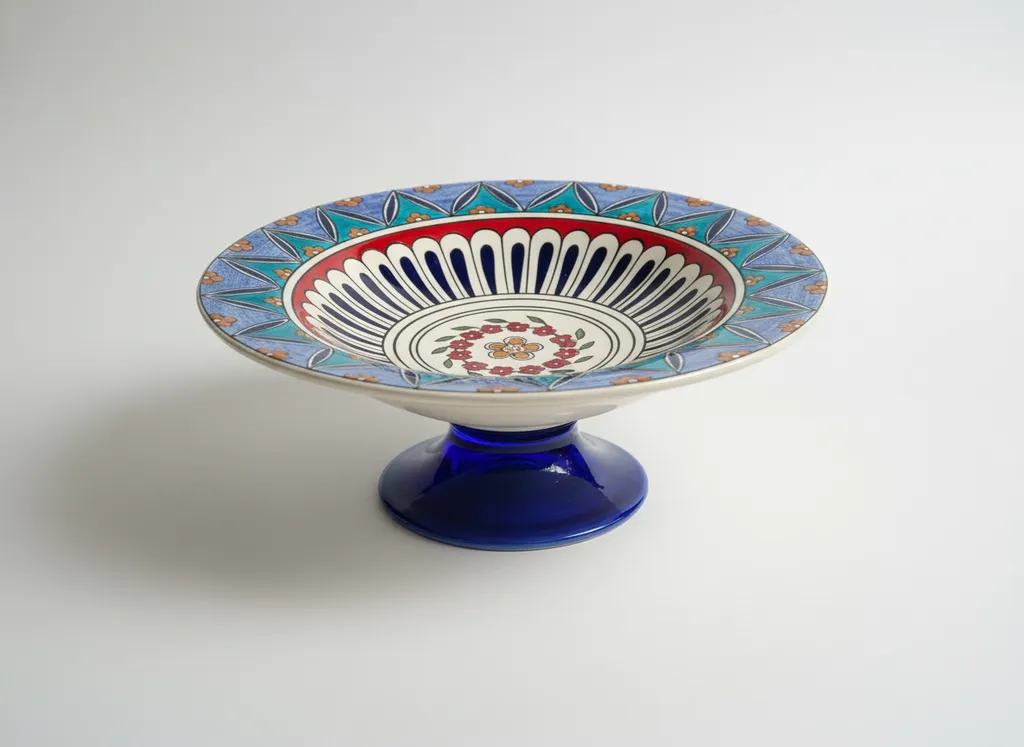İznik Çinisi Ayaklı Kase - 30cm Çapında El İşçiliği Dekoratif