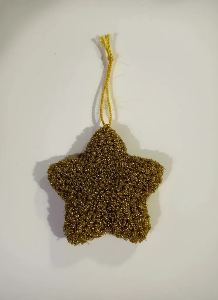 Altın Rengi Simli Yıldız Duvar Süsü - Dekoratif El Yapımı