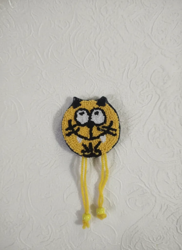 Sarı Renkli Kedi Figürlü Magnet Buzdolabı Süsü - El Yapımı