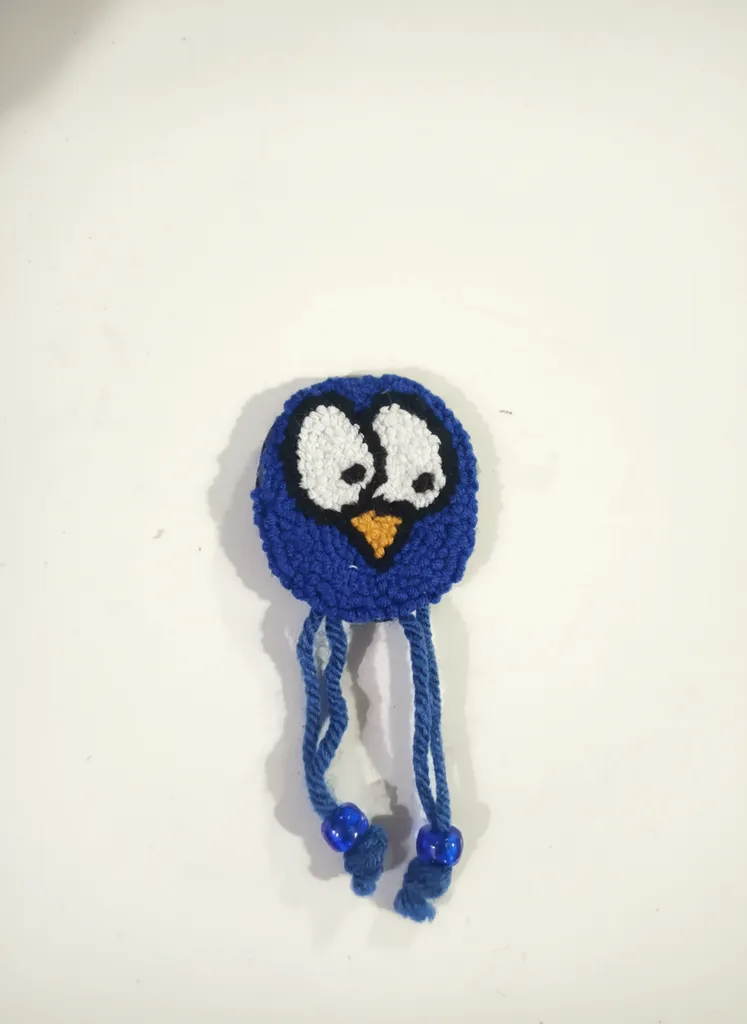 Mavi Örgü Kuş Figürlü Buzdolabı Magneti - El Yapımı Hediyelik