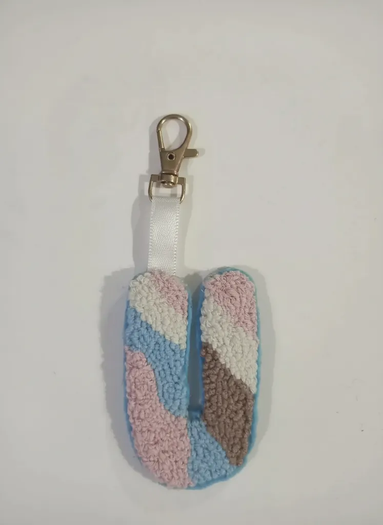 U Letter Punch Needle Keychain - Pastel Colored Handmade