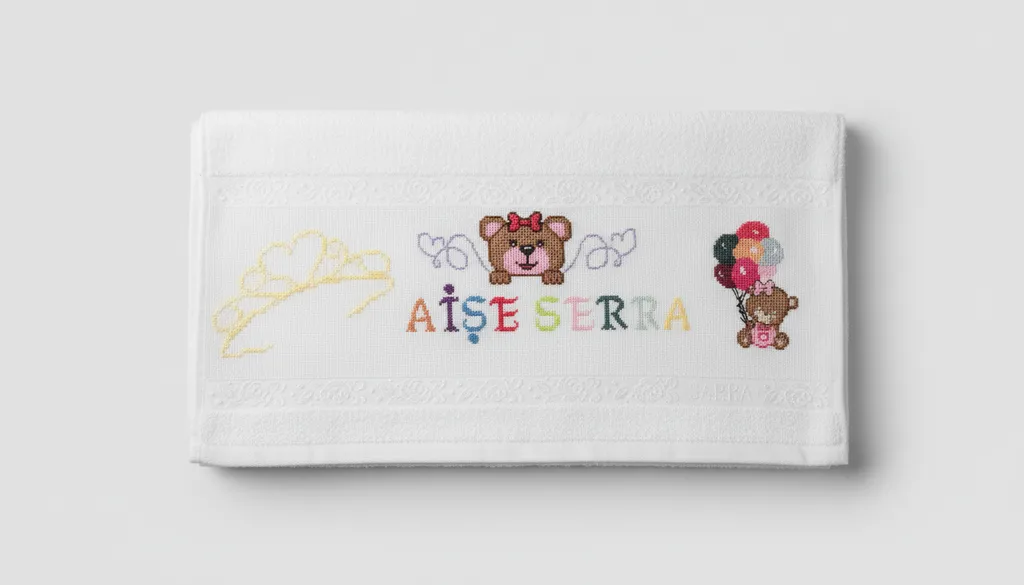 Nakış İşlemeli Kişiye Özel İsimli Büyük Boy Bebek Havlusu - SARRA