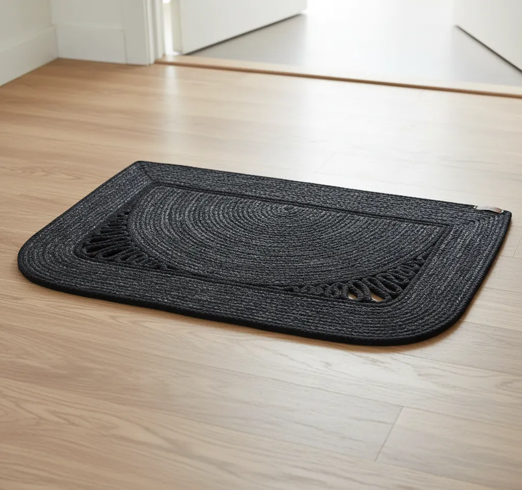 Anthracite and Black Jute Doormat - 78x53 cm Size