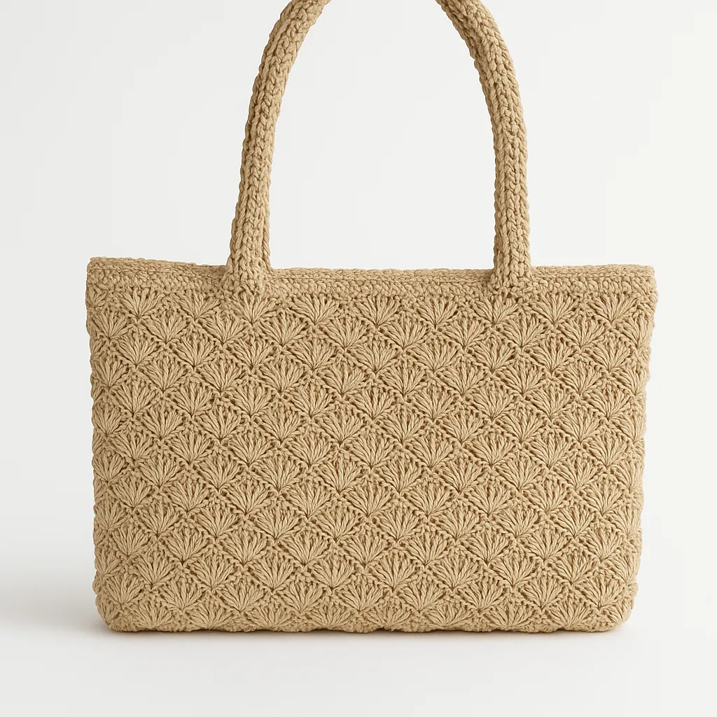 Kağıt İpli Yelpaze Model El Çantası | El Yapımı & Fermuarlı Tasarım