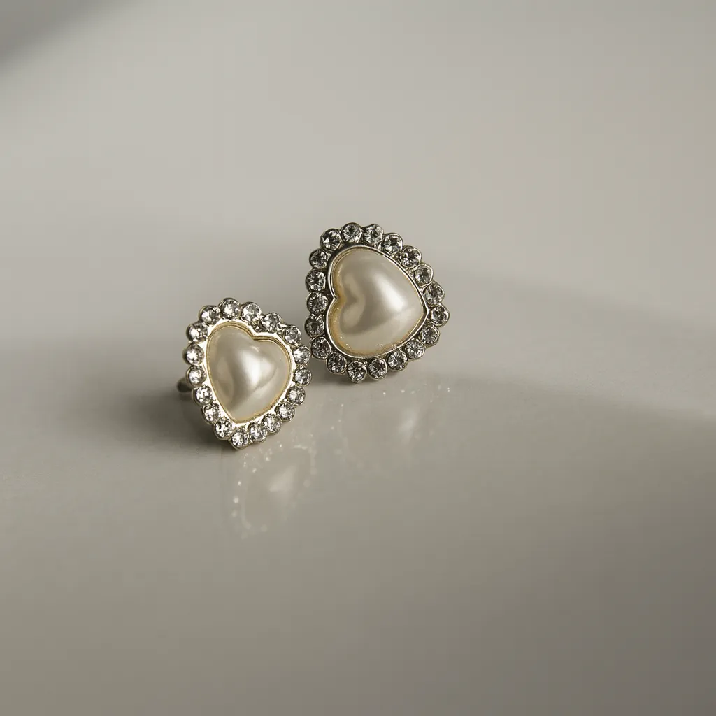 Pearl Heart Model Stone Earring