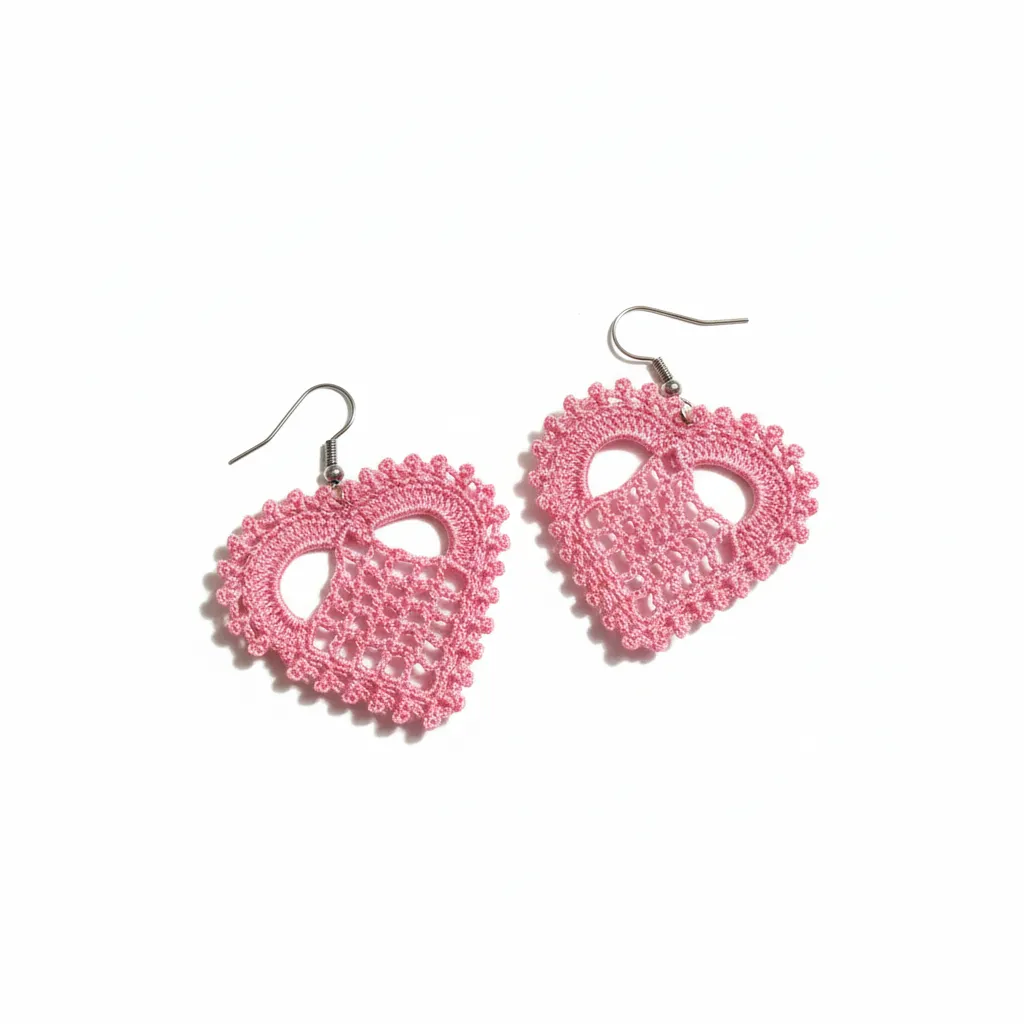 Hand Knitted Pink Earring