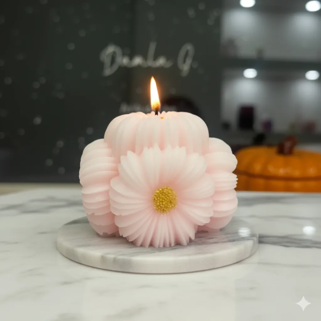 Çiçekli Mum – Dekoratif El Yapımı Mum