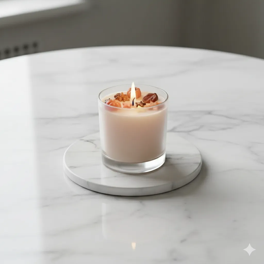 Balkabaklı ve Yaprak Detaylı Özel Tasarım Mum - El Yapımı