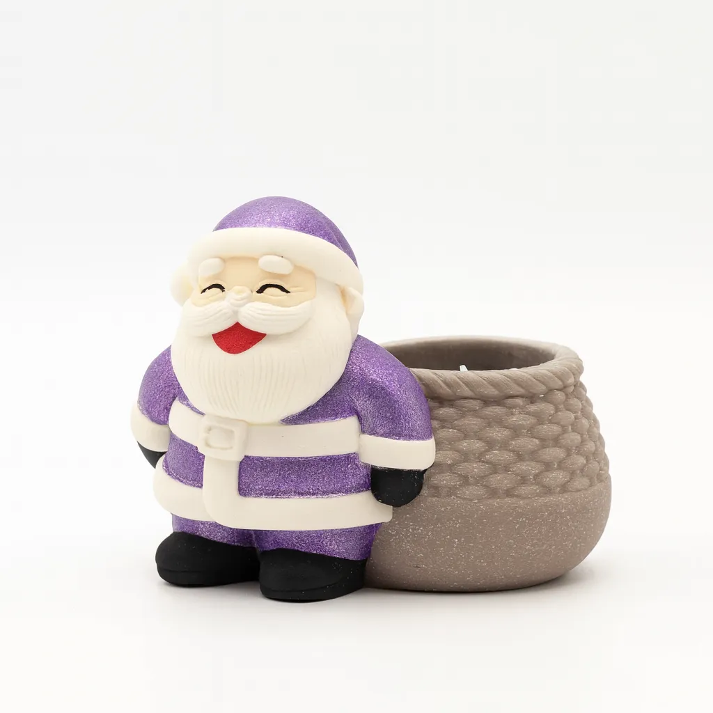 Mini Merry Santa Simli Mor Noel Baba Mumluk – El Yapımı Yılbaşı Dekoratif Obje