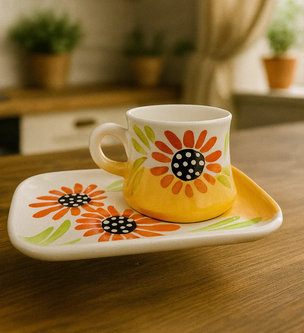 Güneş Bahçesi: Dikdörtgen Tabaklı Fincan Takımı