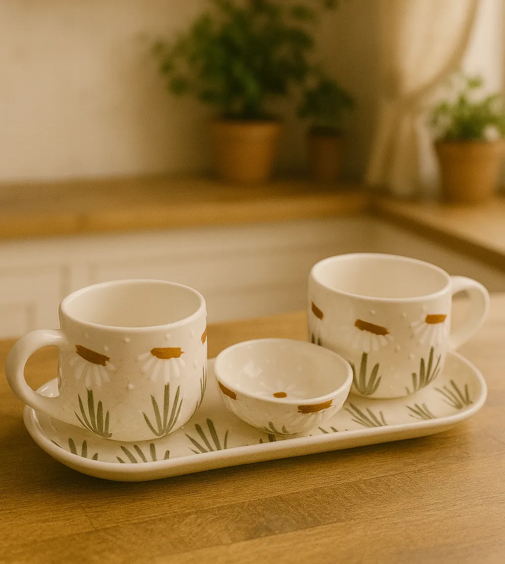 Papatya Bahçesi Seramik Fincan Takımı