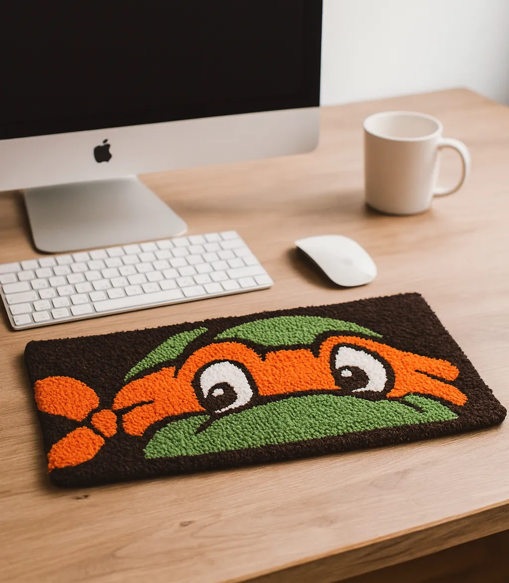 Ninja Kaplumbağalar Temalı Klavye Halısı Tufting Dokuma