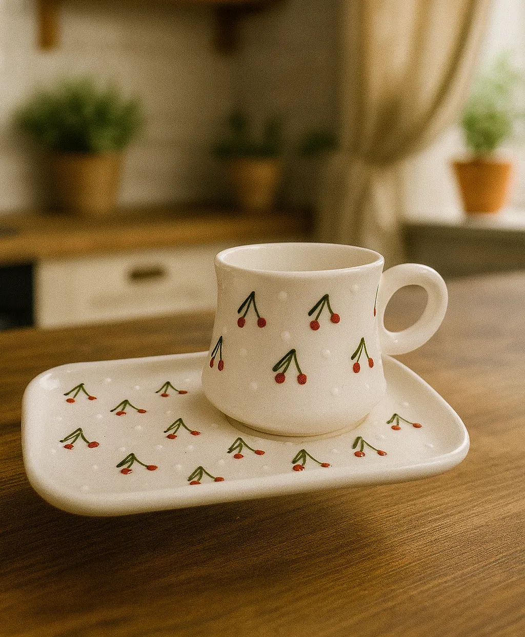 Uğur Böceği Bahçesi: Kabartma Noktalı Fincan Takımı