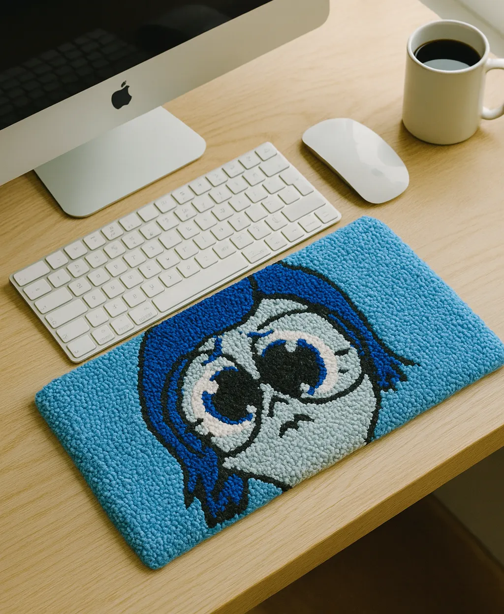 Ters Yüz Temalı Bilgisayar Klavye Halısı Tufting Dokuma