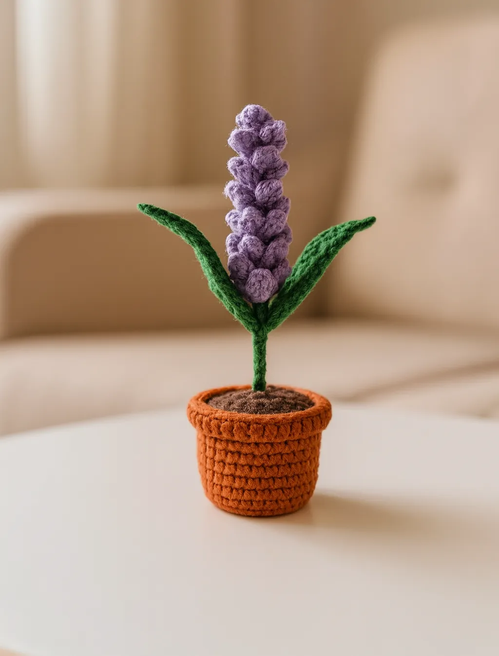 Örgü Lavanta Saksı Çiçeği - Solmayan Dekoratif El Yapımı Çiçek