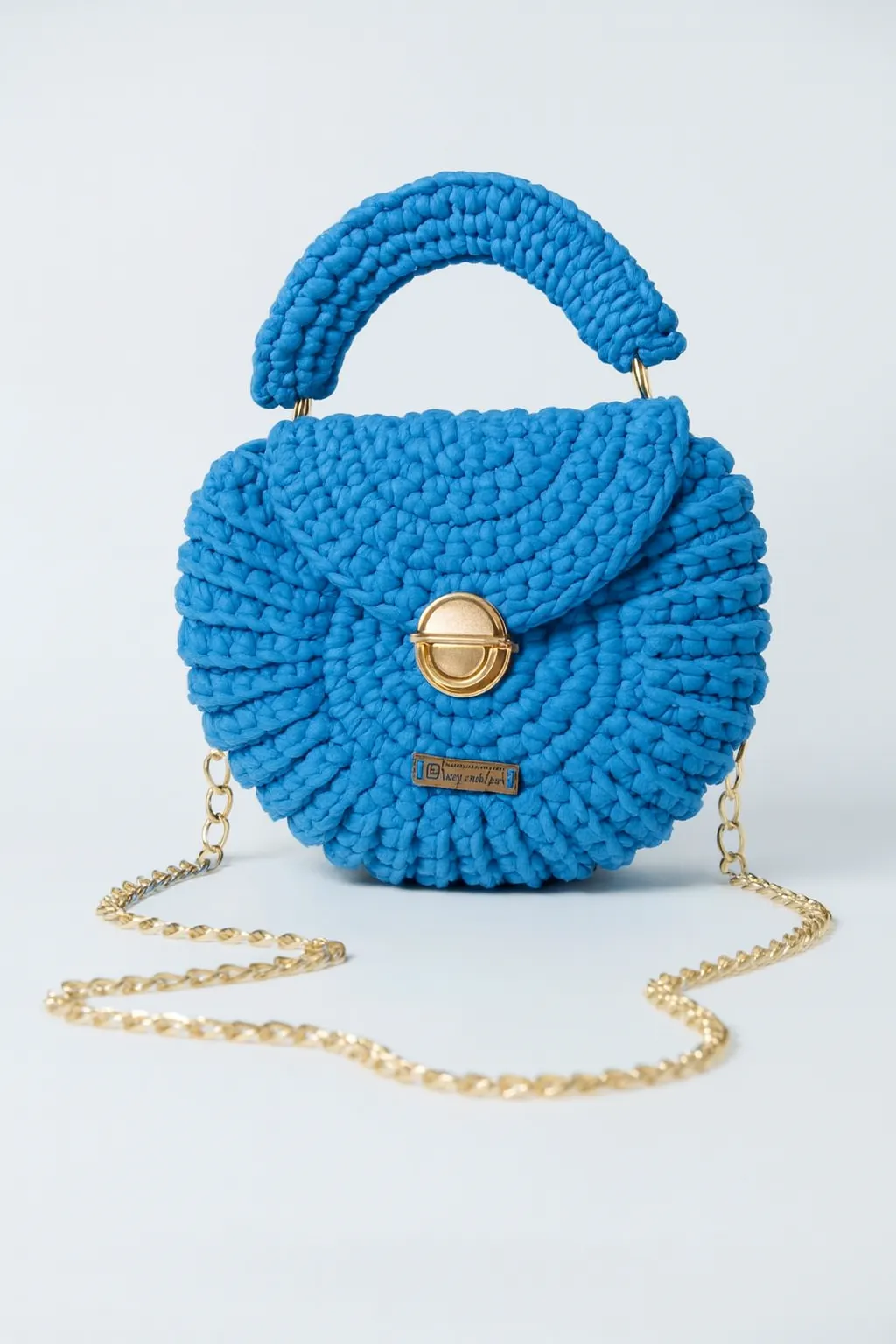 Mavi Midye Örgü Çanta El Yapımı