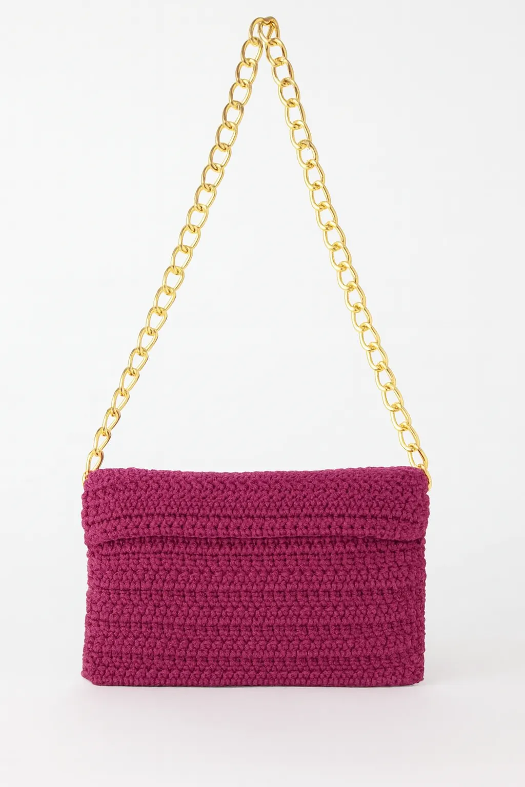 El Örgüsü Zincir Askılı Çanta – Fuşya Makrome