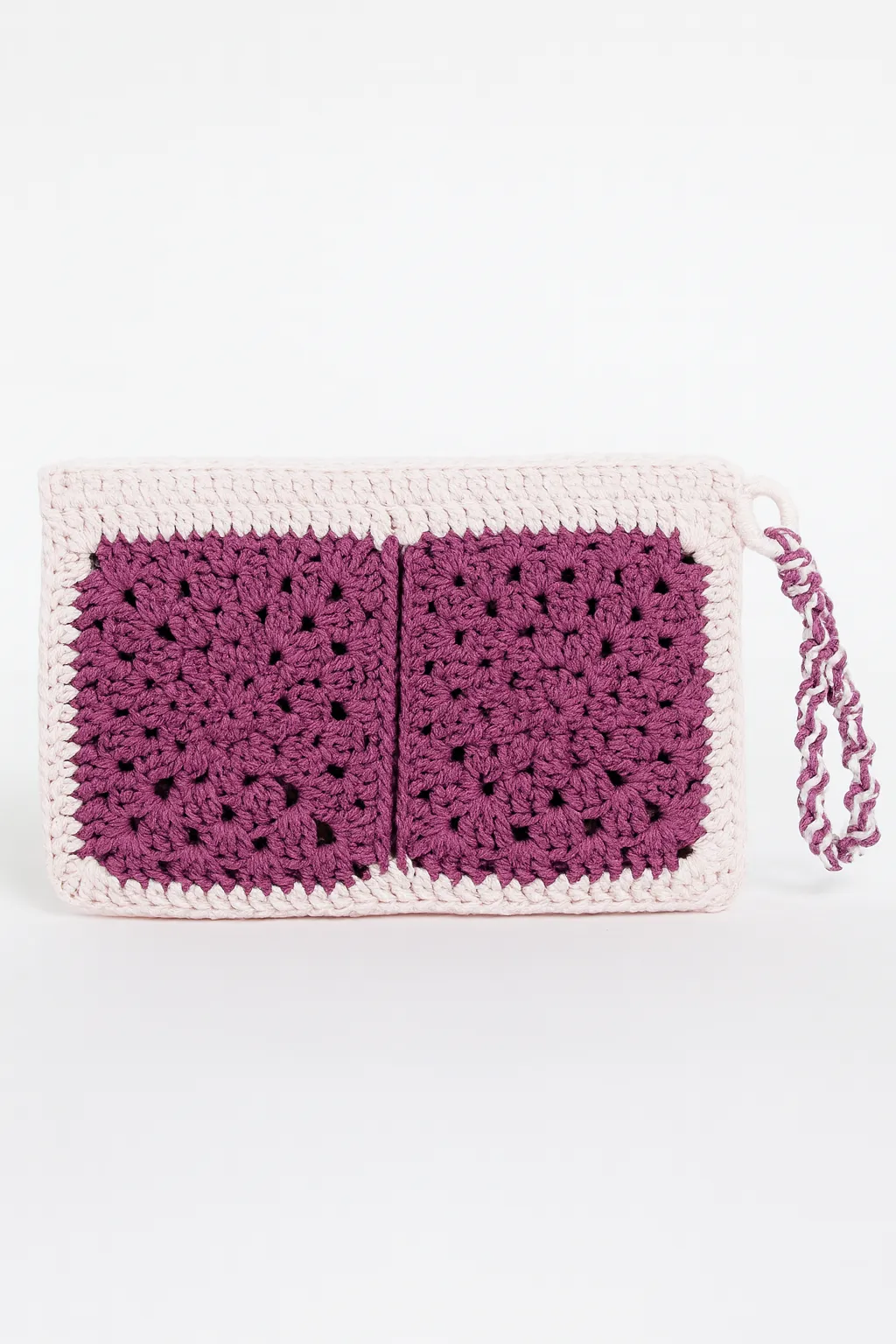 El Yapımı Knotsy Pembe Clutch Çanta Örgü Makrome Bilek Askılı Çanta