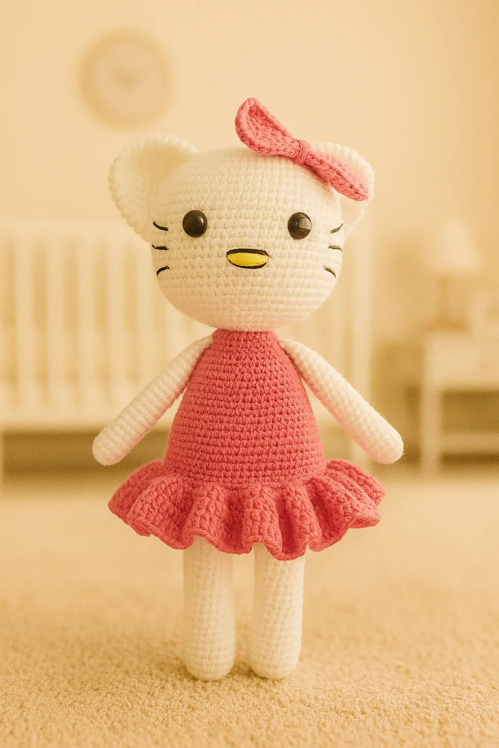 Pembe Elbiseli Hello Kitty Amigurumi Bebek