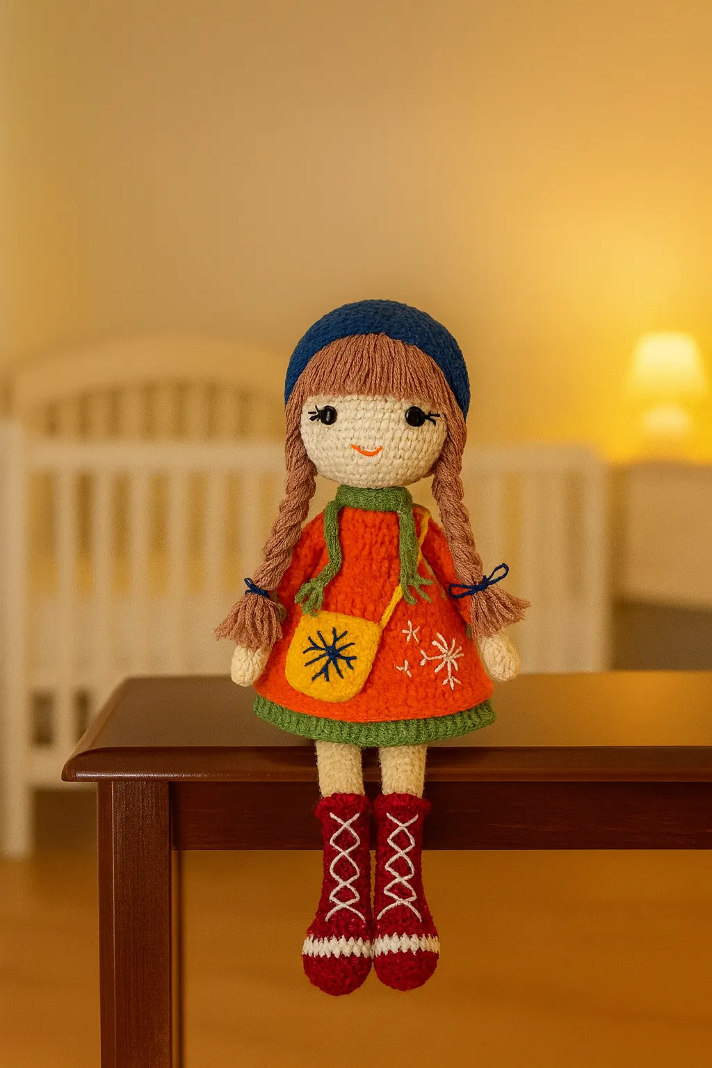 El Örgüsü Kış Güzeli Bebek – 38 cm Amigurumi Oyuncak