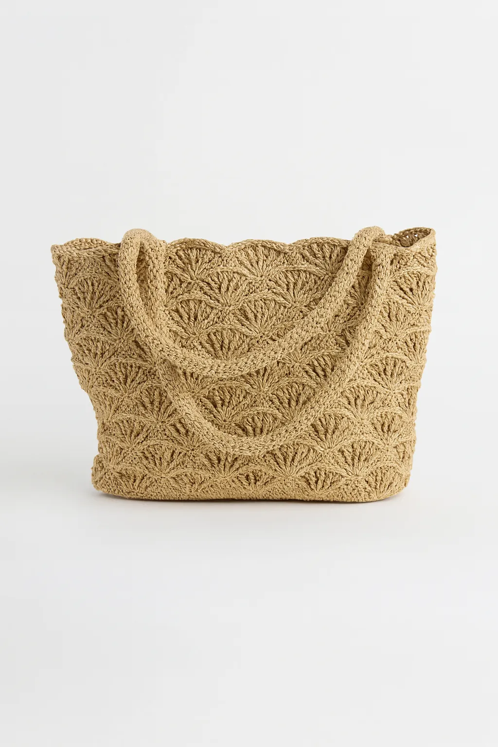 Kabuk Motifli El Yapımı Örgü Omuz Çantası