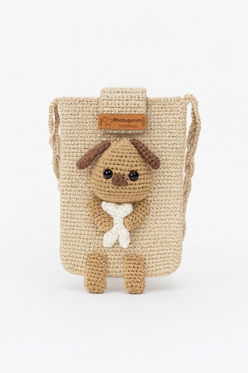 El Örgüsü Köpekli Çapraz Mini Çanta