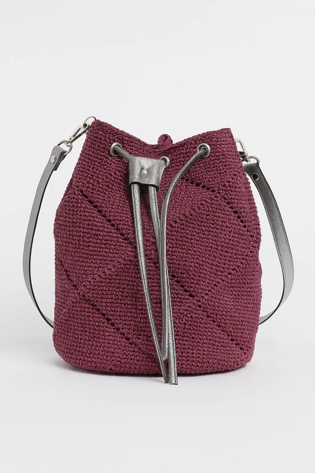 Bordo Renginde  Büzgü Çanta