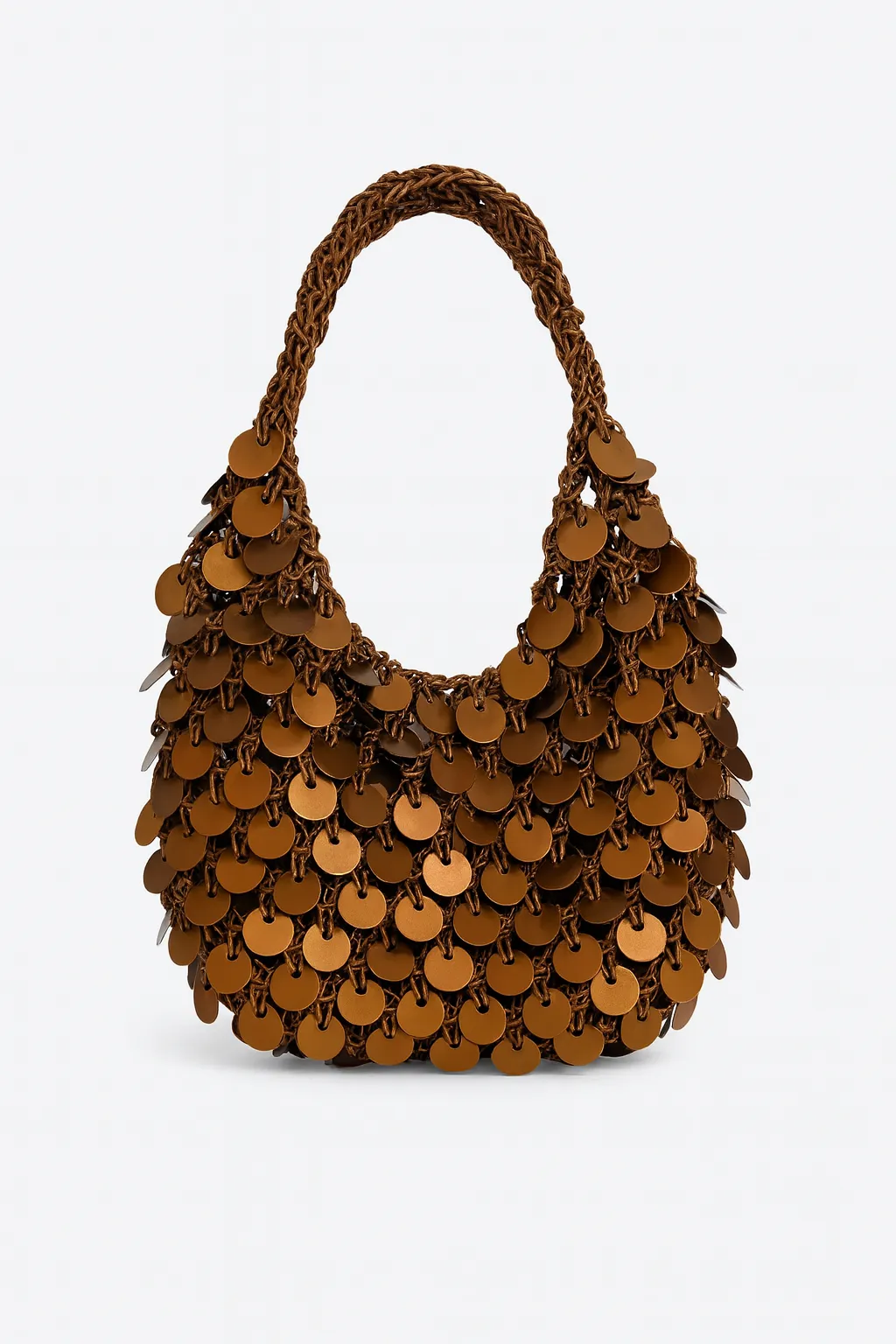 Mat boncuklu kahverengi el çantası
