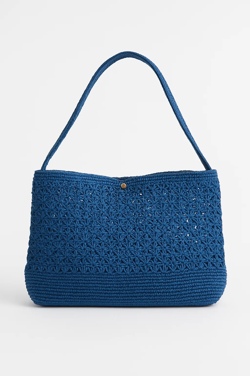 Mavi Renkli Büyük El Örgüsü Omuz Çantası