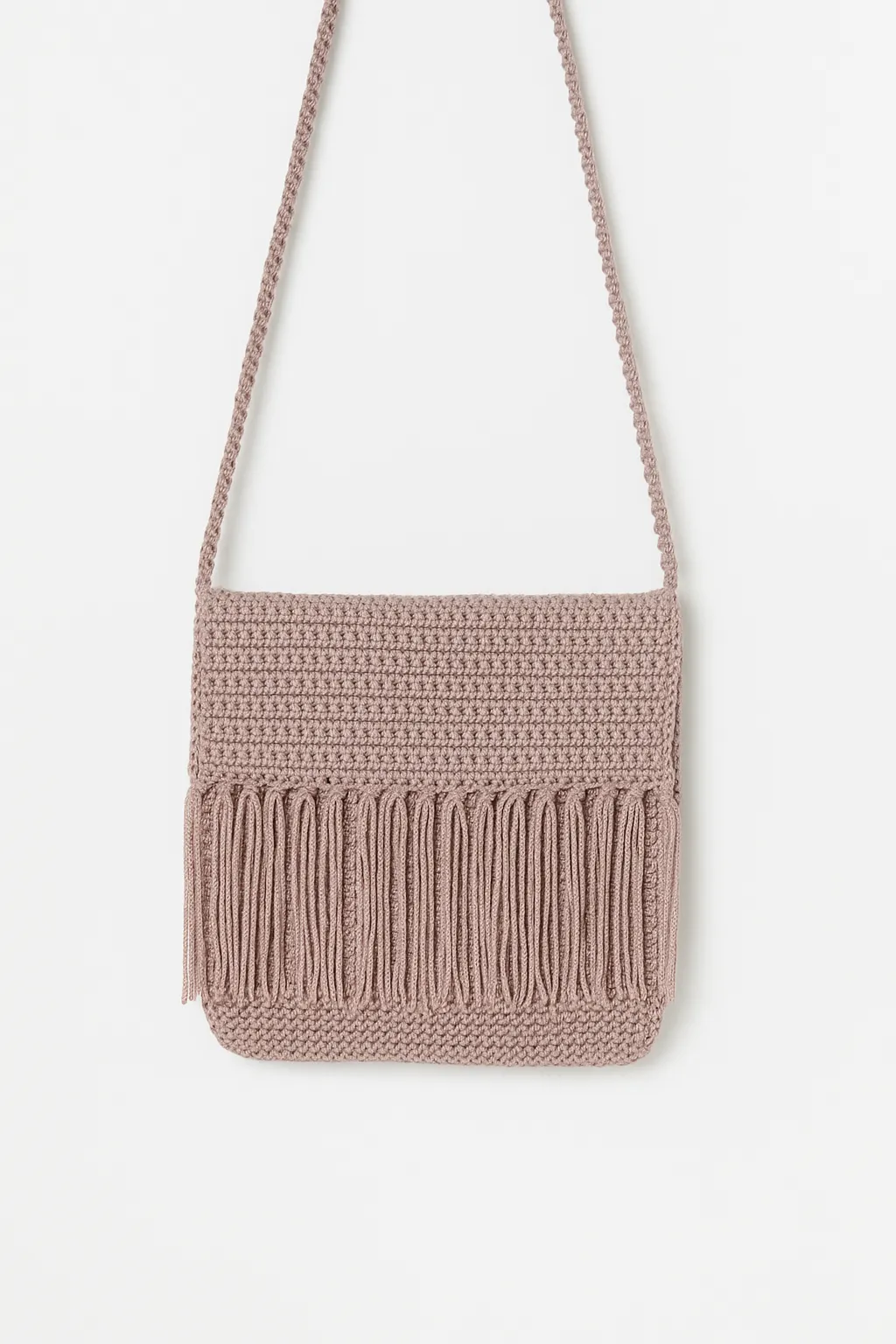 Handmade Bag Knitted from Macrame Rope, Lined and Pocketed Saddle Bag Model