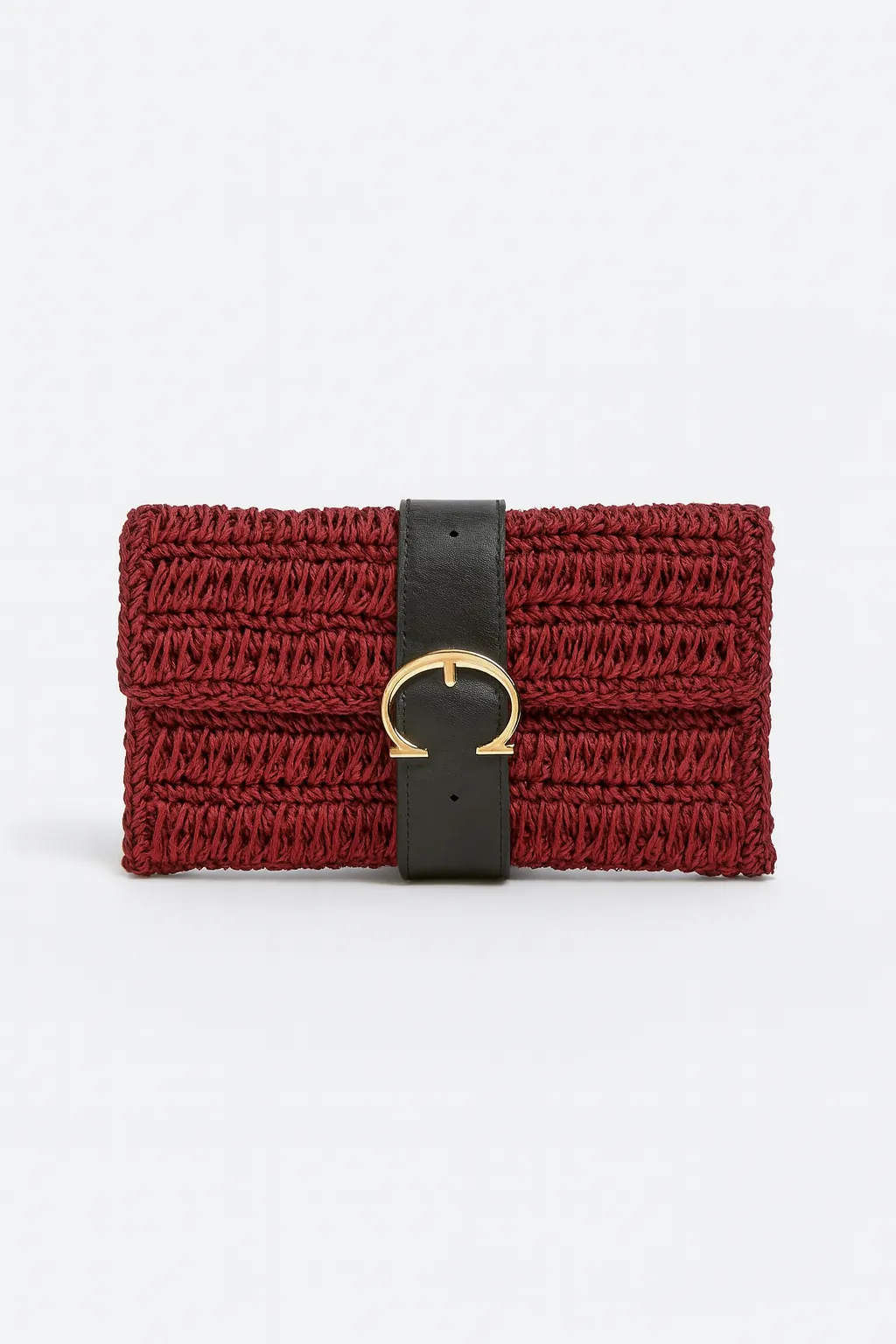 Kağıt İp ve Deri Kemer Aksesuarlı El Örgüsü Çanta – Şık ve Doğal Tasarım