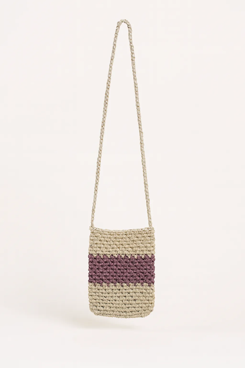 El Örgüsü Şerit Detaylı Mini Telefon Çantası